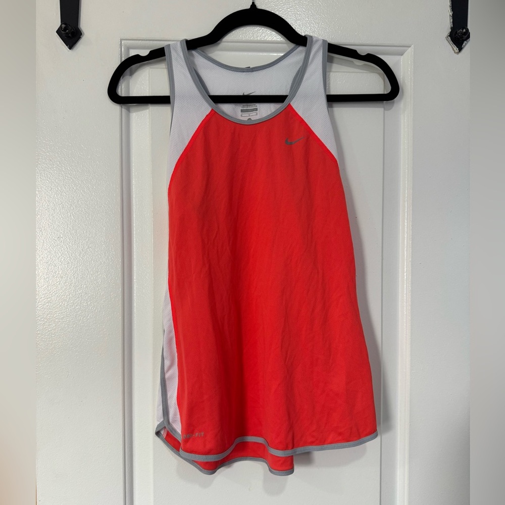 Nike Dri-Fit Racerback Tank Orange White Medium